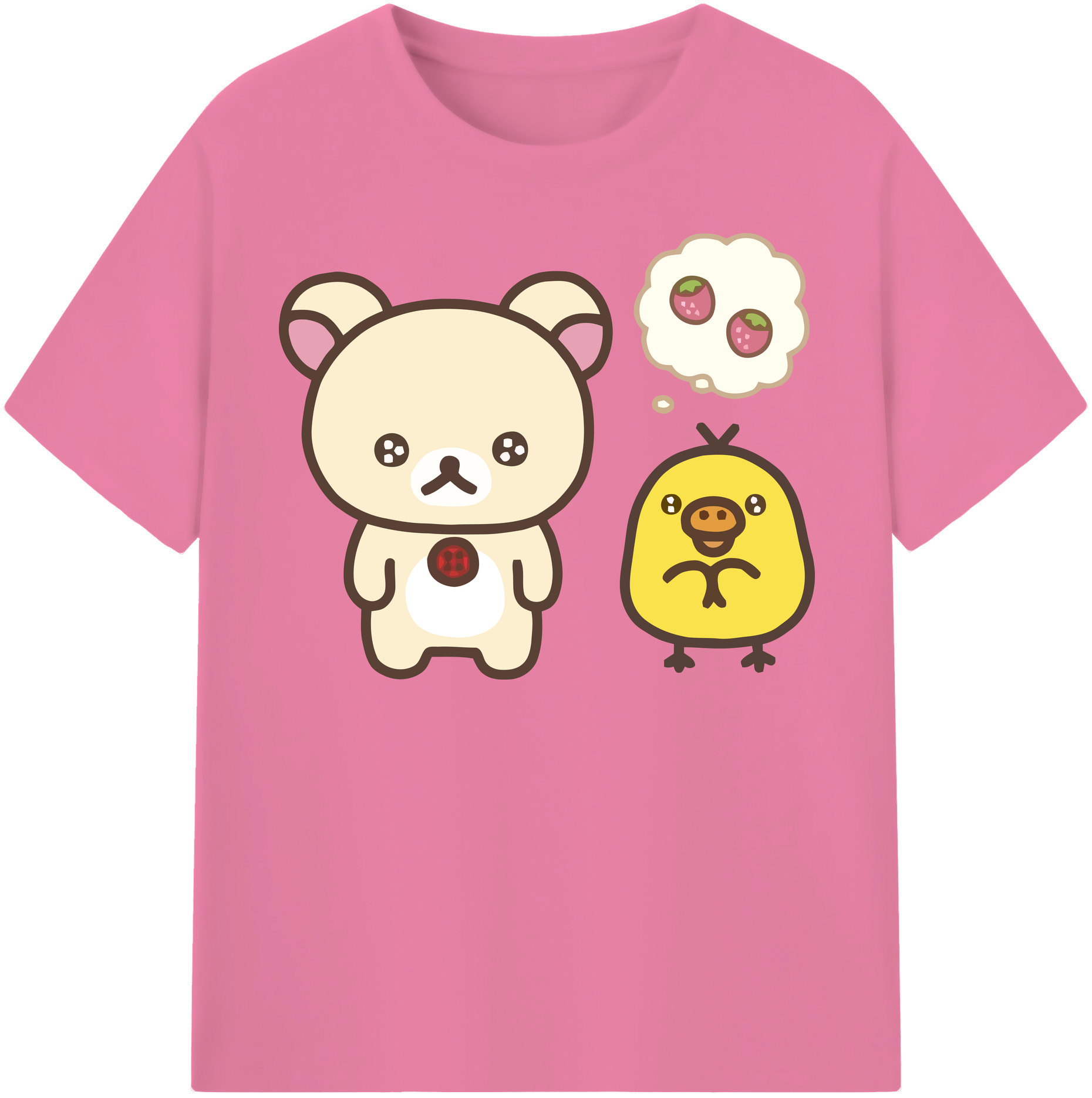 （画像用） リラックマ リラックマ キイロイトリ Rilakkuma Korilakkuma Kiiroitori 綿100％半袖Tシャツ（フロントプリント）